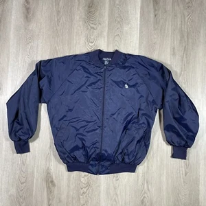 VTG Y2K Nautica Mens Jacket Blue Full Zip Windbreaker Double Sided Logo 90s EUC - Picture 1 of 7