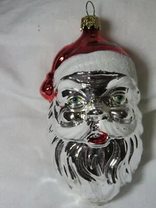 Vintage West Germany mundgeblasenes Glas handbemalt Weihnachtsmann Weihnachtsschmuck B3456 - Bild 1 von 6