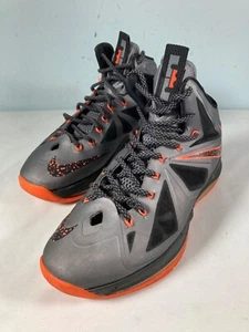 Nike Lebron 10 "Lava" Men's Sz 10.5 Charcoal/Total Orange-Black 541100-002 Fire - Picture 1 of 12