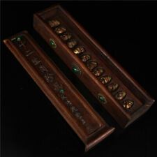11.81" Collection wood inlay gem box & purple copper gilt Zodiac Pendant A Set