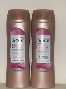 2 Bottles Suave 15 Oz Rose Oil Infusion Volumizing Shampoo For Fine & Flat Hair
