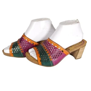 Spring Step By L'artiste Women’s 38 US7-7,5  Multicolor Leather Slide Sandals  - Picture 1 of 15