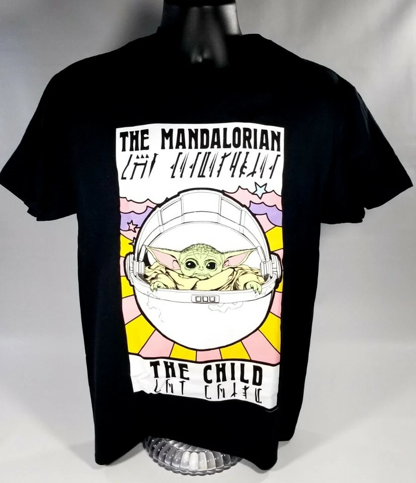Disney Star Wars Mandalorian The Child Baby Yoda Tarot Adult Shirt M Black