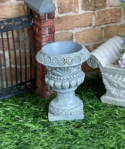 1:12th Dolls House Miniature Tall Grey Planter NEW Classical Urn Garden Plant - Picture 1 of 4