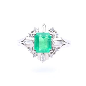 Smaragd Diamant Ring in 900er PT mit 1,33 Ct. Edelsteinen Gestempelt - Bild 1 von 5