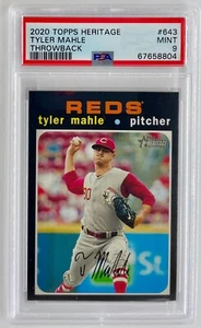 2020 Topps Heritage High TYLER MAHLE PSA 9 Throwback Variation SSP 643 Reds Pop1 - Picture 1 of 2