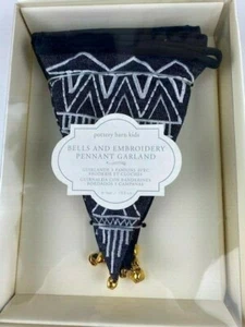 Pottery Barn Kids Bells & Embroidery Pennant Garland NEW - Picture 1 of 3