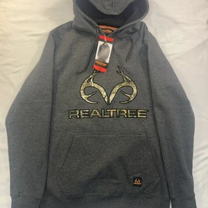 REALTREE - HOODIE - HEATHER GREY/CAMO - MEDIUM - NEW W/ TAG - DEER LOGO - Picture 1 of 14