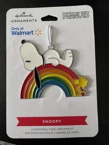Hallmark Flat Metal Ornament Peanuts Snoopy On a Rainbow NEW Free Fast Ship - Picture 1 of 1