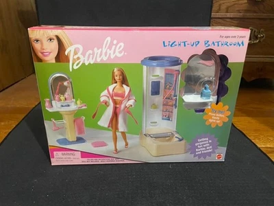 Mattel Barbie Bathroom Furniture Playset Light Up Bathroom Vanity NIB  - Image 1 of 3