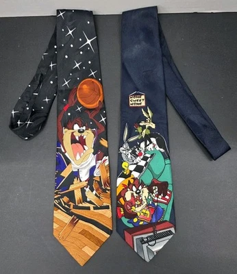 Vintage LOONEY TUNES Mania Neck Tie Lot of 2 Taz, Bugs - Image 1 of 4