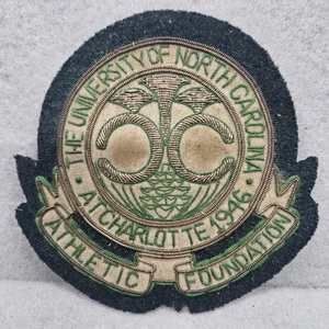 VINTAGE UNC Charlotte Embroidered Patch 1946 Athletic Foundation - Picture 1 of 6