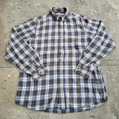 Camisa De Franela Y2K Northcrest De Colección Para Hombres M Gris Azul A Cuadros Exterior Abotonada Foto 1 de 4