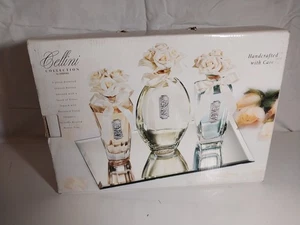 Nuevo en Caja Cellini Juego de Botella de Perfume de Cristal de 3 Piezas con Bandeja Espejada - Imagen 1 de 4