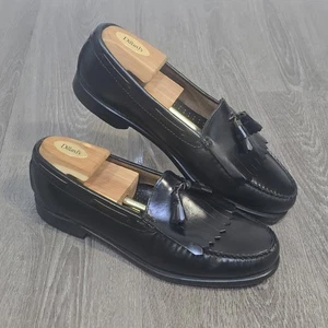 GH Bass USA Made Black Leather Tassel Kiltie Loafers Dress Shoes Men's Size 11D - Picture 1 of 17