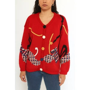 Bugle Boy Classics Red Novelty Knit Cardigan Colorful Gift Sweater Mesium - Picture 1 of 7