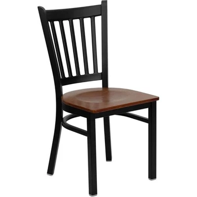 Flash Furniture Hercules Black Back Metal Dining Chair in Cherry Foto 1 de 4