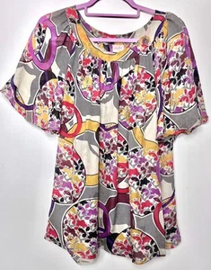 Vintage WHISTLES Colourful Floral 100% Silk Chiffon Floaty Top Size UK 16 - Picture 1 of 5