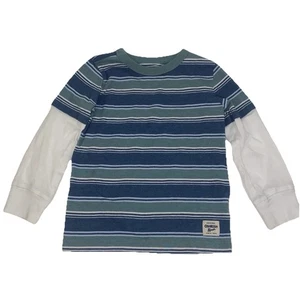 OshKosh B'gosh Layered T-Shirt Toddler Boy's 3T Blue Green Stripes Long Sleeve - Picture 1 of 11