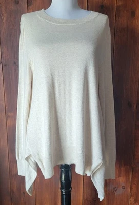 Suéter Nordstrom Para Mujer S Marfil Asimétrico Cuello Redondo Algodón Mezcla Lana Merino Foto 1 de 4