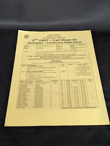Harry Potter & The Deathly Hallows Call Sheet 55 Bovingdon Scene Collectors - Picture 1 of 5