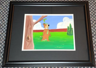 OSO YOGUI PRODUCCIÓN ANIMACIÓN CELDA AÑOS 70 PINTADO A MANO FONDO ENMARCADO Foto 1 de 2