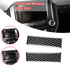 Auto 2PCS Fit For Ford Mustang 15-20 Carbon Fiber Interior CD Screen Panel Trim