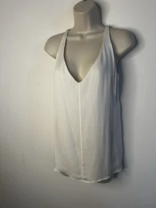 Milly White Silk V Neck Tank Blouse Size 10 - Picture 1 of 3