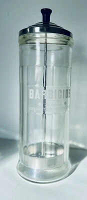 De colección 11" King Research BARBICIDA Contenedor de Vidrio Tarro Desinfectante, A+ Canadá  Foto 1 de 4