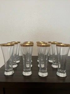 Circleware Classique Pilsner 10 oz Glasses Tall Beer w Gold Rim 7 inch Set of 12 - Picture 1 of 4