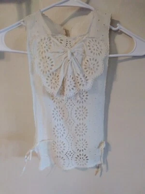 Antique Women's Dickey Top  Beige Eyelet Embroidery  - Image 1 of 4