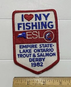 ESL 1982 New York Empire State Lake Ontario Trout Salmon Fishing Derby Patch - Picture 1 of 3