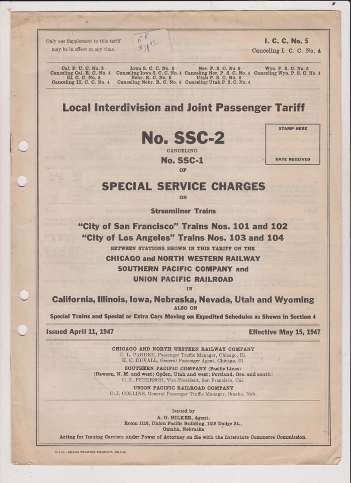 VINTAGE 1951 CITY OF LOS ANGELES-CITY OF SAN FRANCISCO RR FARES - Image 1 of 1