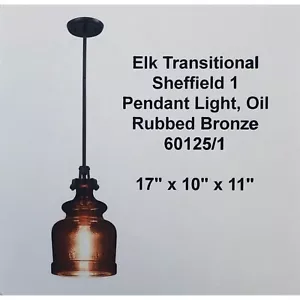 Elk Transitional Sheffield 1 Pendant Light, Oil Rubbed Bronze 60125/1 - Picture 1 of 3