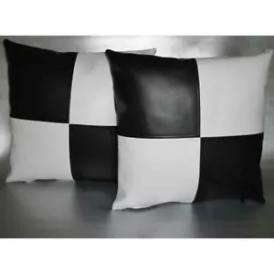 Cushion Cover Leather Pillow Throw Hair Decorative Genuine Decor Rug Black 1 - Picture 1 of 3