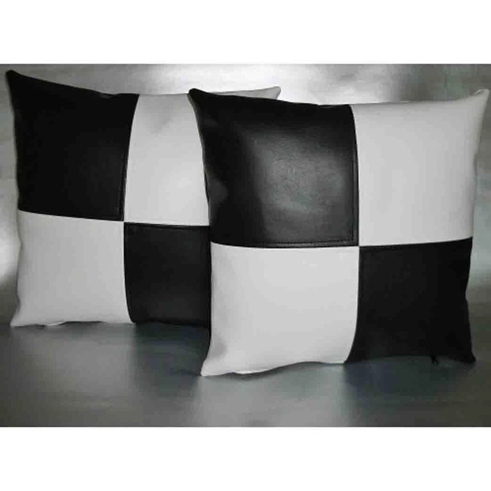 Cushion Cover Leather Pillow Throw Hair Decorative Genuine Decor Rug Black 1 - Image 1 of 3