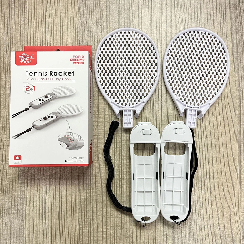 2xLeft Right Handle Tennis Racket Sport Grip for NS-OLED Joy-Con Game Controller - Image 1 of 4