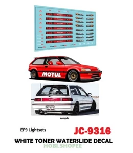 JC-9316 White Toner Waterslide Decals HONDA EF 9 Light Set Custom 1/64 Hotwheels - Picture 1 of 4