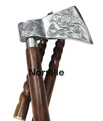 Axe Head Handle Walking Stick Wooden Men Women Cane Antique vintage Cane - Image 1 of 4