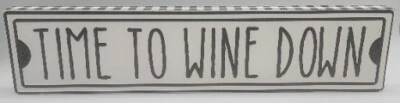 Collins Fresh + Original Black & White Checkered Tabletop Sign Time To Wine Down Foto 1 de 4