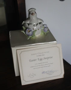 Lenox Porcelain Chick Easter Egg Surprise Purple Crocus Flowers Figure w/ Box - Picture 1 of 11