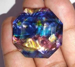 Natural Ammolite Octagon Opal-Like Organic Doublet Rare 42.30 Ct Loose Gemstone - Picture 1 of 9