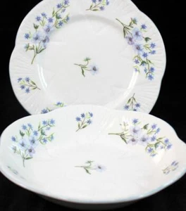 Shelley Blue Rock Coupe Cereal Bowl and Bread and Butter Plate 13591 - Picture 1 of 7