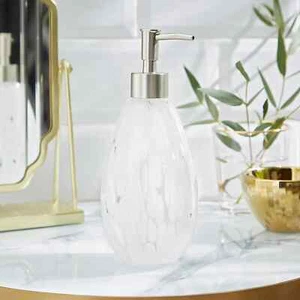 Neu stilvoll Confeti Design Glas Seifenlotion Spender robuste Kunststoffpumpe weiß - Bild 1 von 3