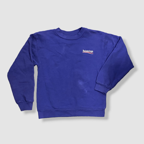 Felpa maglione con logo campagna blu Balenciaga da $325 taglia 10