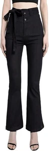 High Waisted Bell Bottom Jeans for Women Black Flare Jeans Large - Picture 1 of 5