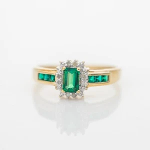 CG2 - 10k Yellow Gold Diamond & Lab-created Emerald Cocktail Ring, Size 10.25 - Picture 1 of 8