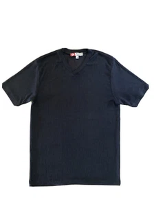 IZ IT U Herren Rippstrick Shirt M Schwarz Kurzarm V-Ausschnitt - Bild 1 von 4