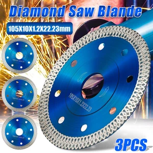 3Pc 4" Porcelain Tile Turbo Diamond Wet Dry Grinder Cutting Wheel Saw Blade/Disc - Picture 1 of 9