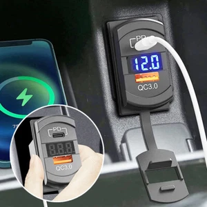 USB Type C PD Car Charger LED Display QC 3.0 Fast Charging Adapter Accessories - Photo 1 sur 12